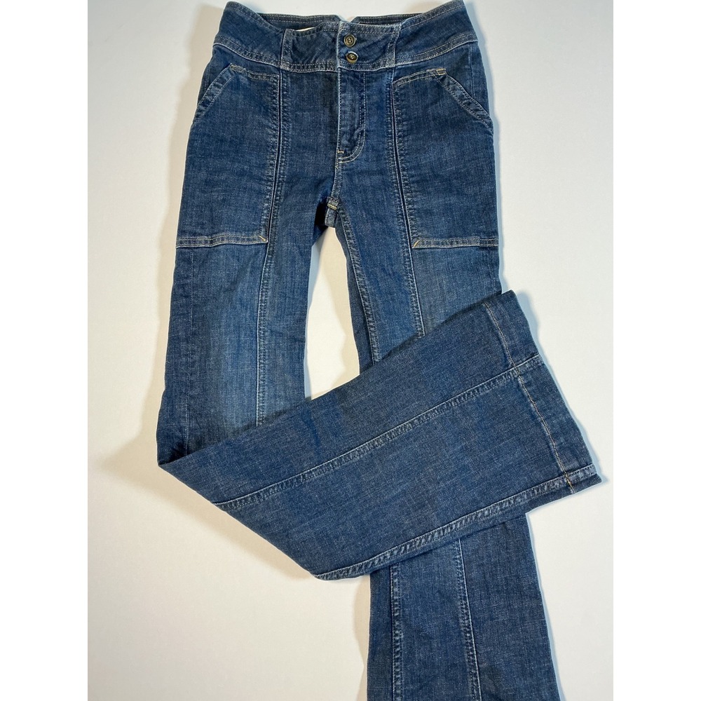 Anthropologie Pilcro and The Letterpress Flare Utility Jeans Patch Pockets 25